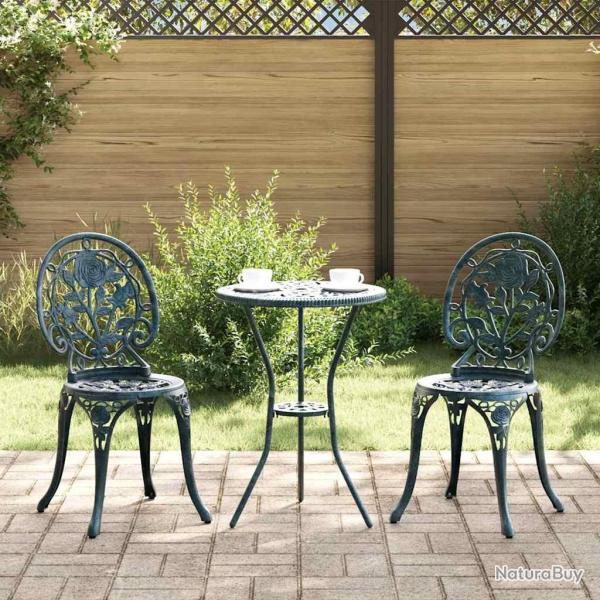 Ensemble bistro de jardin 3 pcs Vert Aluminium