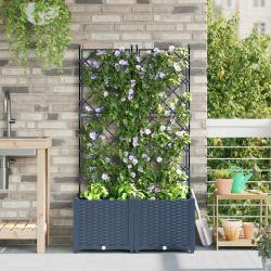 Cache-pot de jardin 2 pcs Gris 80 x 40 x 143 cm Plastique