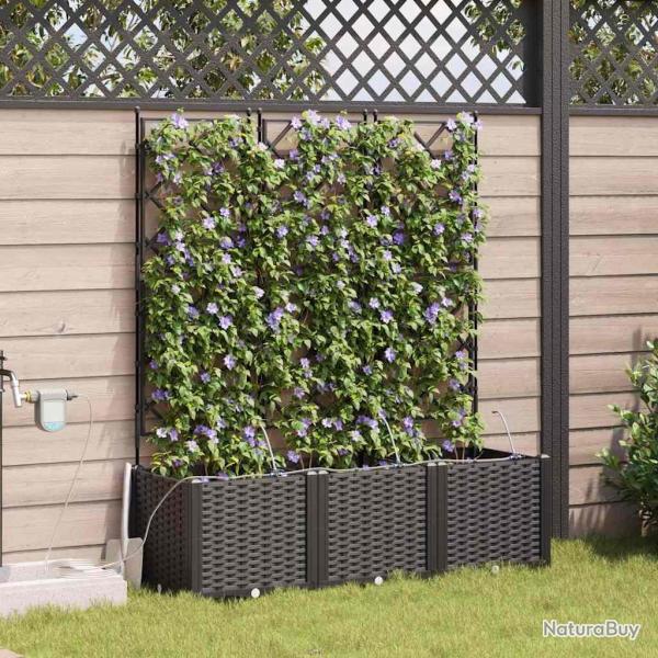 Cache-pot de jardin 3 pcs Noir Plastique
