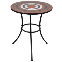 Table de bistro Terre cuite et blanc 60 cm Mosa&iuml;que