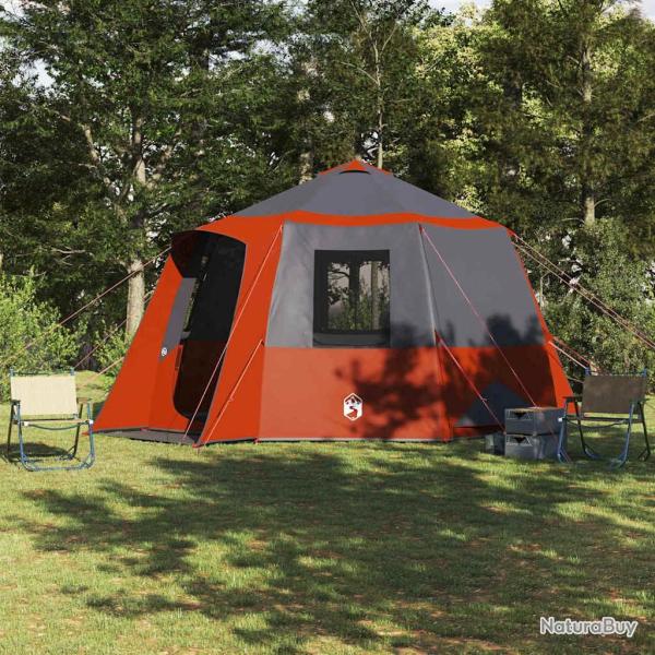 Tente de cabane 12 personnes Gris et orange 405 x 405 x 273 cm