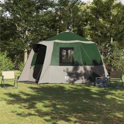 Tente de cabane 12 personnes Vert et blanc 405 x 405 x 273 cm