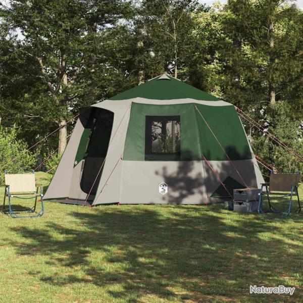 Tente de cabane 12 personnes Vert et blanc 405 x 405 x 273 cm