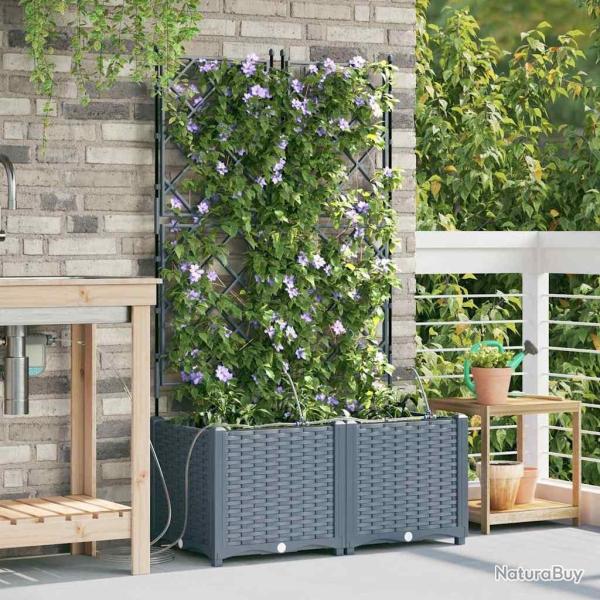Cache-pot de jardin 2 pcs Gris Clair Plastique