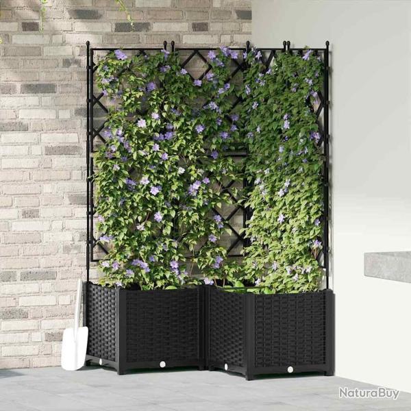 Cache-pot de jardin 3 pcs Noir 80 x 80 x 143 cm Plastique