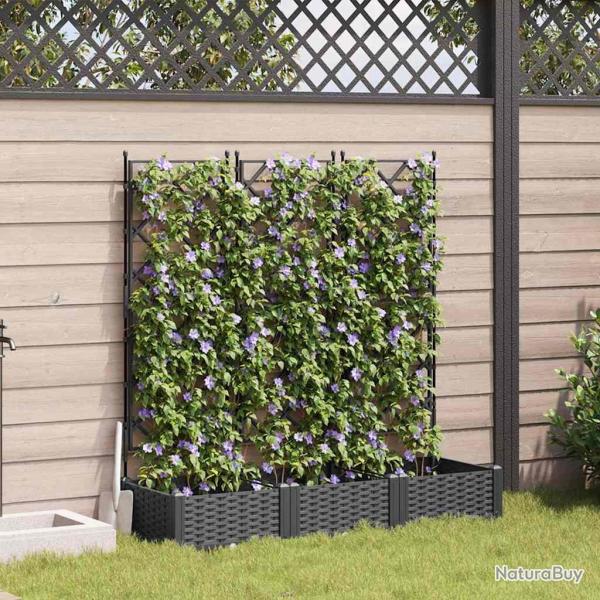 Cache-pot de jardin 3 pcs Noir 120 x 40 x 125,5 cm Plastique