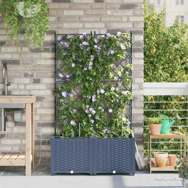 Cache-pot de jardin 2 pcs Gris 80 x 40 x 142 cm Plastique