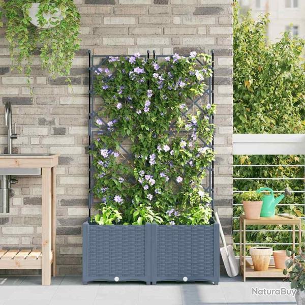Cache-pot de jardin 2 pcs Gris Clair 80 x 40 x 143 cm Plastique