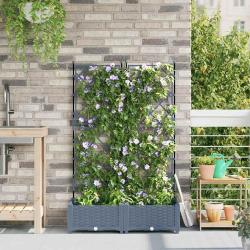 Cache-pot de jardin 2 pcs Gris Clair 80 x 40 x 125,5 cm