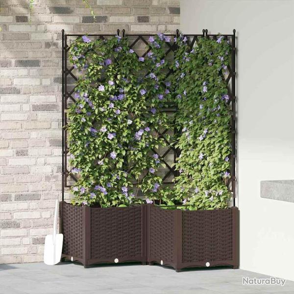 Cache-pot de jardin 3 pcs Marron 80 x 80 x 143 cm Plastique