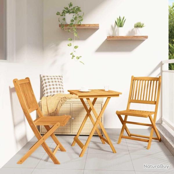 Ensemble bistro de jardin 3 pcs Marron Bois d'Acacia Massif