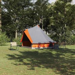 Tente Tipi avec toit Gris et orange 400 x 346 x 250 cm taffetas