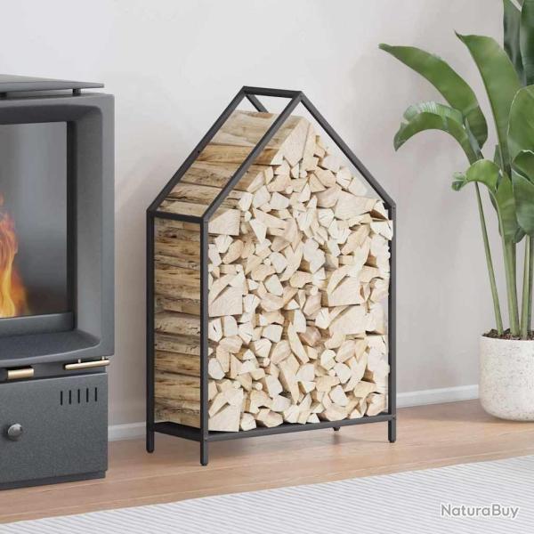 Portant de bois chauffage noir 60x25x90 cm