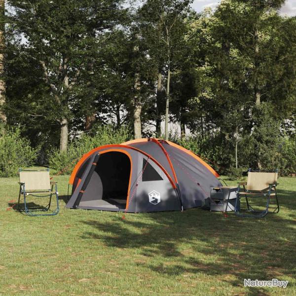 Tente de camping Gris et orange 308 x 268 x 130 cm Polyester