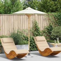 Parasol de jardin Blanc cr&egrave;me &Oslash; 150 x 210 cm Bambou