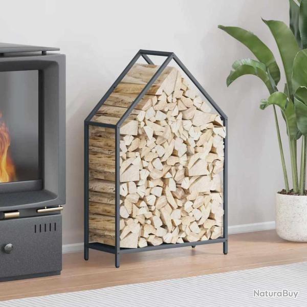 Portant de bois chauffage anthracite 60x25x90 cm
