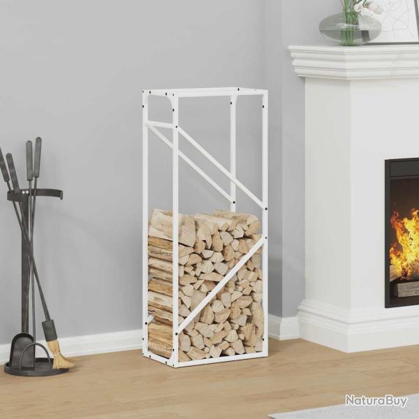 Portant de bois chauffage blanc 40x25x100 cm