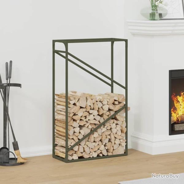 Portant de bois chauffage vert olive 60x25x100 cm