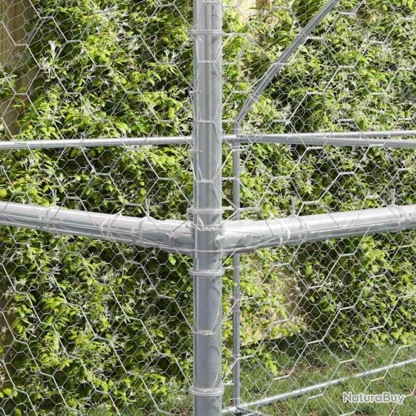 Kennel pour Chiens 3 pcs Argent� 6 x 2 x 2 m Acier galvanis�
