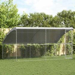 Kennel pour Chiens 2 pcs Argent&eacute; 4 x 2 x 2 m Acier galvanis&eacute;