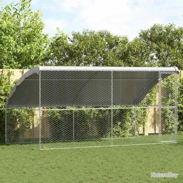 Kennel pour Chiens 2 pcs Argent� 4 x 2 x 2 m Acier galvanis�