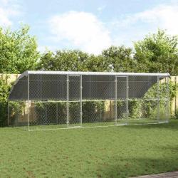 Kennel pour Chiens 3 pcs Argent&eacute; 6 x 2 x 2 m Acier galvanis&eacute;