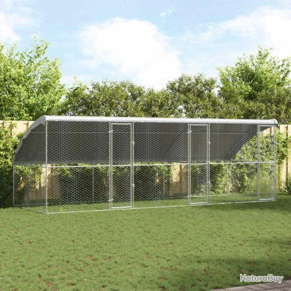 Kennel pour Chiens 3 pcs Argent� 6 x 2 x 2 m Acier galvanis�
