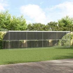 Kennel pour Chiens 4 pcs Argent&eacute; 8 x 2 x 2 m Acier galvanis&eacute;