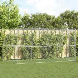 Kennel pour Chiens 2 pcs Argent&eacute; 4 x 2 x 2 m Acier galvanis&eacute;