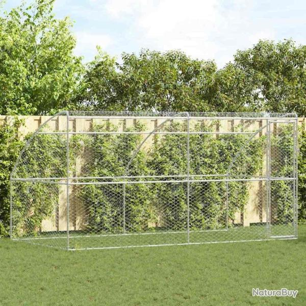 Kennel pour Chiens 2 pcs Argent� 4 x 2 x 2 m Acier galvanis�