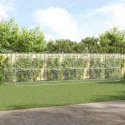 Kennel pour Chiens 4 pcs Argent&eacute; 8 x 2 x 2 m Acier galvanis&eacute;