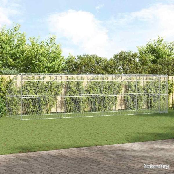 Kennel pour Chiens 4 pcs Argent� 8 x 2 x 2 m Acier galvanis�