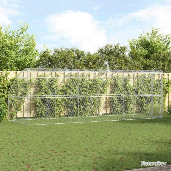 Kennel pour Chiens 3 pcs Argent� 6 x 2 x 2 m Acier galvanis�