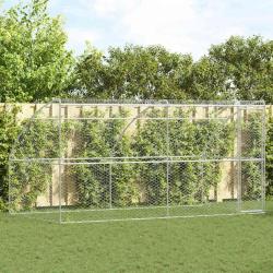 Kennel pour Chiens 2 pcs Argent&eacute; 4 x 2 x 2 m Acier galvanis&eacute;