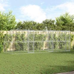 Kennel pour Chiens 3 pcs Argent&eacute; 6 x 2 x 2 m Acier galvanis&eacute;