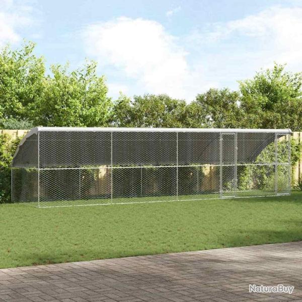Kennel pour Chiens 4 pcs Argent� 8 x 2 x 2 m Acier galvanis�