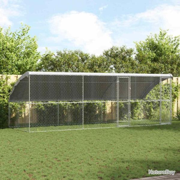 Kennel pour Chiens 3 pcs Argent� 6 x 2 x 2 m Acier galvanis�