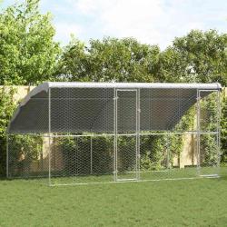 Kennel pour Chiens 2 pcs Argent&eacute; 4 x 2 x 2 m Acier galvanis&eacute;