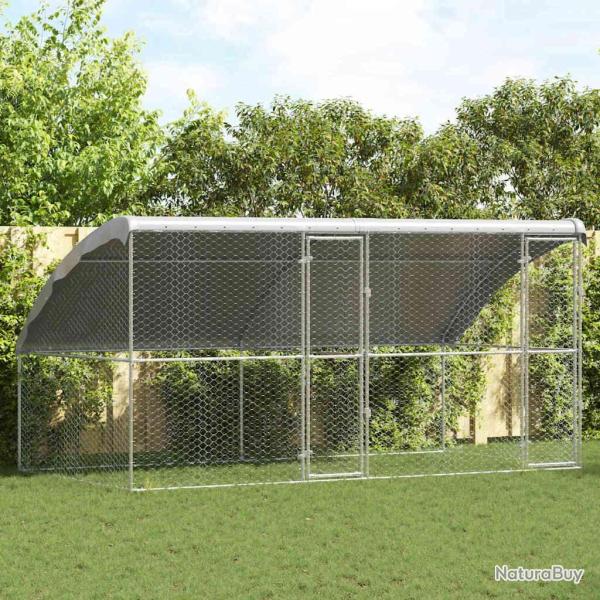 Kennel pour Chiens 2 pcs Argent� 4 x 2 x 2 m Acier galvanis�