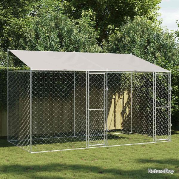 Cage pour chien avec toit Argent� 400 x 200 x 256 cm