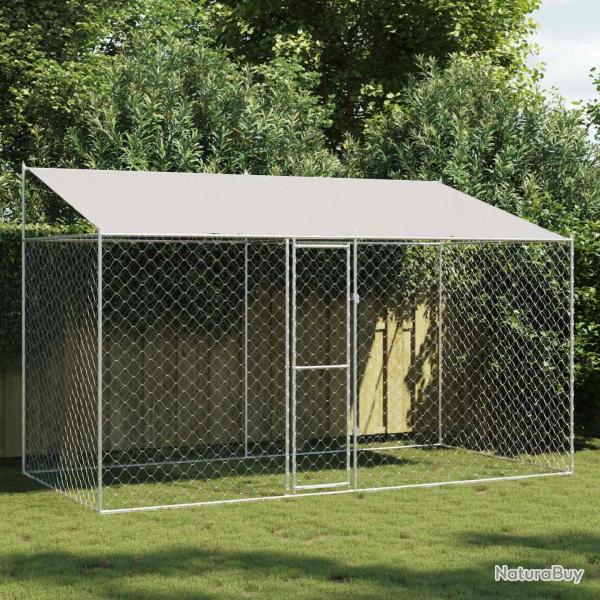 Cage pour chien avec toit Argent� 400 x 200 x 256 cm