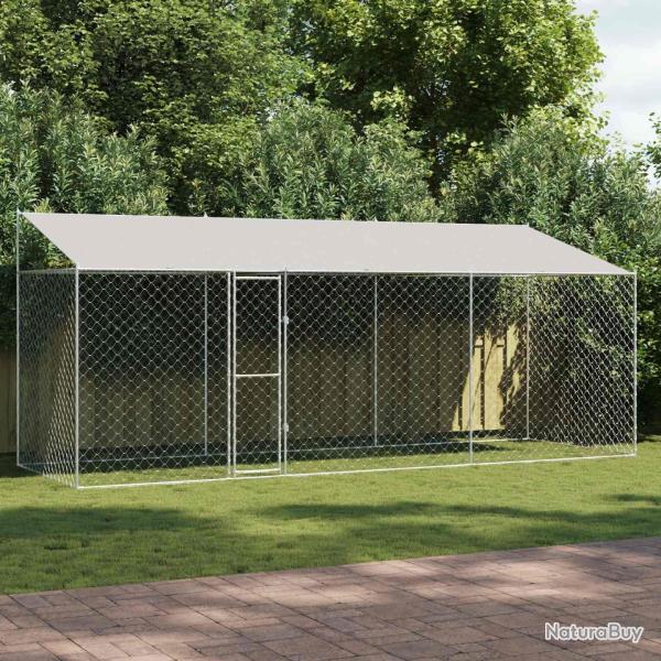 Cage pour chien avec toit Argent� 600 x 200 x 256 cm