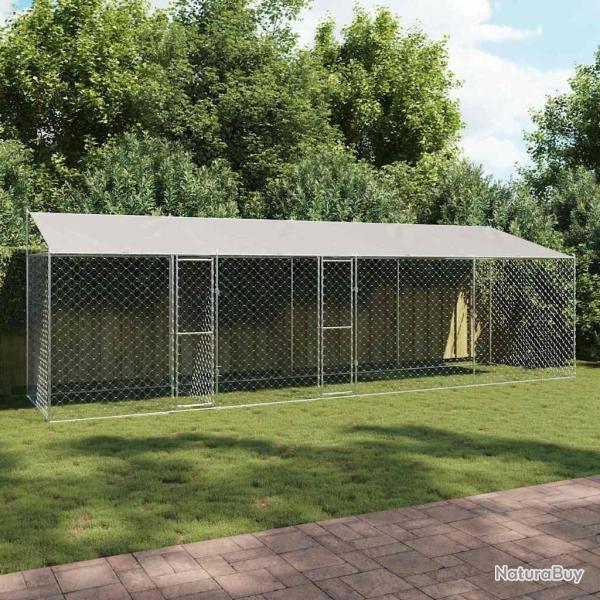 Cage pour chien avec toit Argent� 800 x 200 x 256 cm