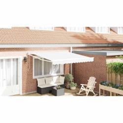 Auvent R&eacute;tractable Blanc 350 x 250 cm Polyester et Aluminium