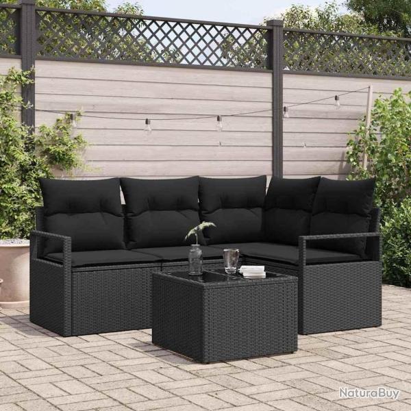 Ensemble de Canap�s 5 pcs Noir polyrotin
