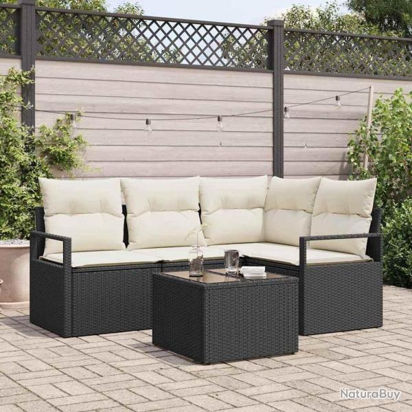 Ensemble de Canap�s 5 pcs Noir polyrotin