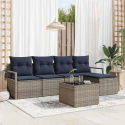 Ensemble de Canap&eacute;s avec coussin 6 pcs Gris polyrotin