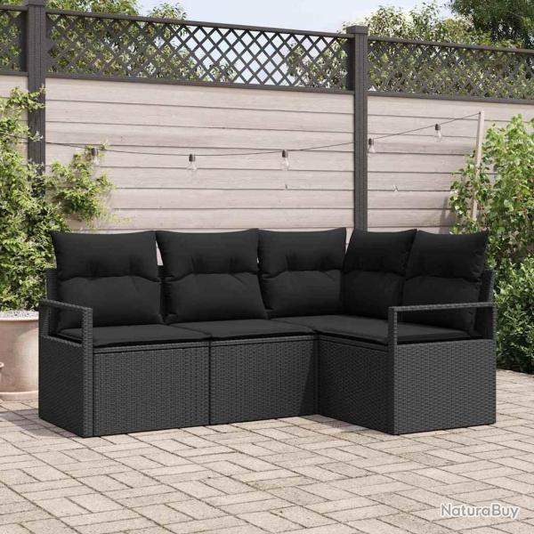Ensemble de Canap�s 4 pcs Noir polyrotin
