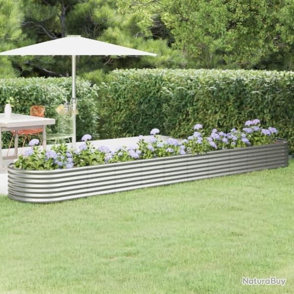 Lit sur�lev� de jardin Acier galvanis� Argent�