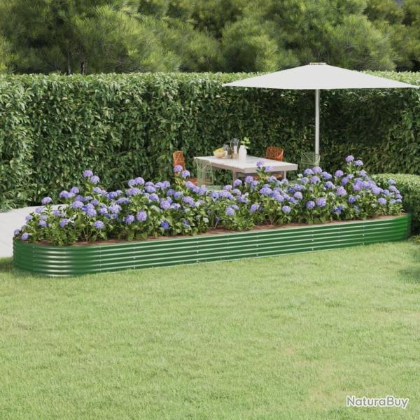Lit sur�lev� de jardin Acier galvanis� 523x140x36cm Vert